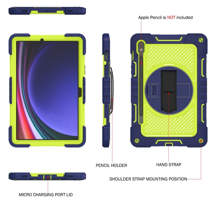 For Samsung Galaxy Tab S9 360 Degree Rotation PC Contrast Silicone Tablet Case