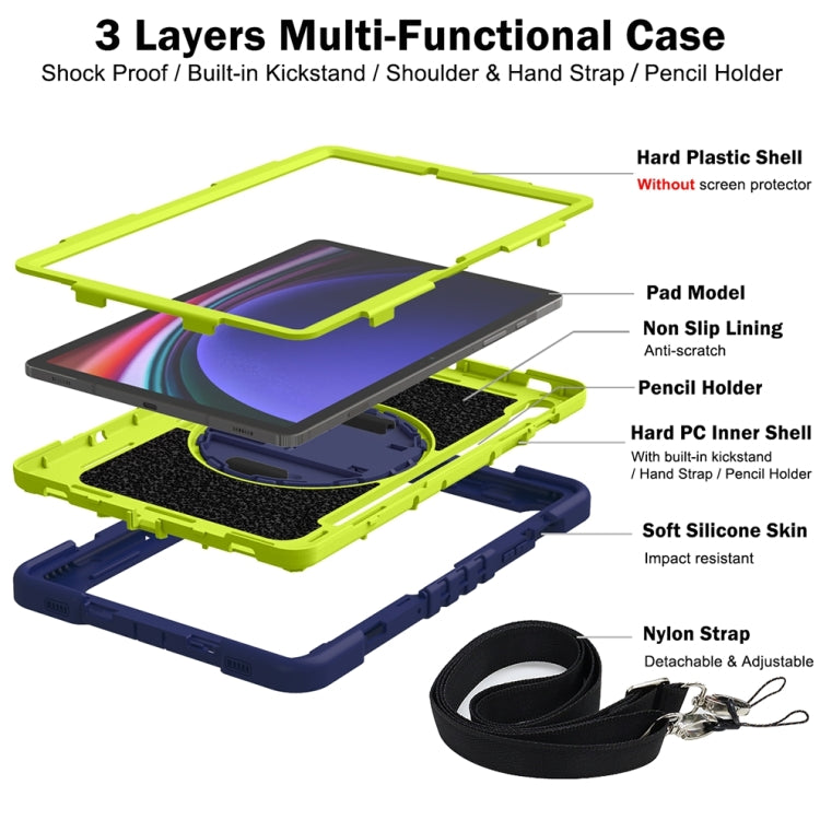 For Samsung Galaxy Tab S9 360 Degree Rotation PC Contrast Silicone Tablet Case