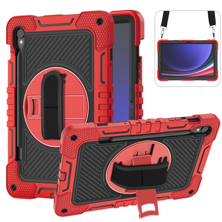 For Samsung Galaxy Tab S9 360 Degree Rotation PC Contrast Silicone Tablet Case