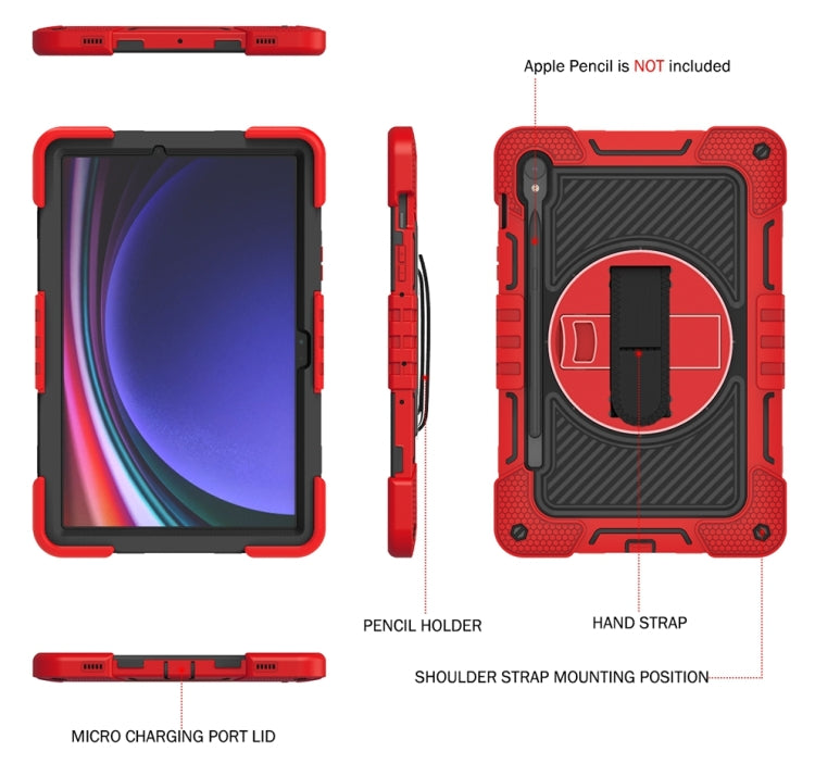 For Samsung Galaxy Tab S9 360 Degree Rotation PC Contrast Silicone Tablet Case