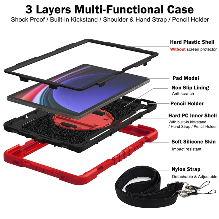 For Samsung Galaxy Tab S9 360 Degree Rotation PC Contrast Silicone Tablet Case