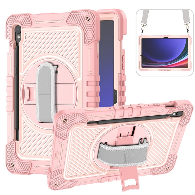 For Samsung Galaxy Tab S9 360 Degree Rotation PC Contrast Silicone Tablet Case