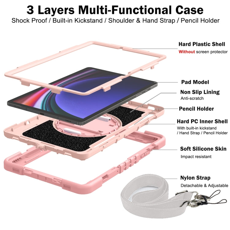 For Samsung Galaxy Tab S9 360 Degree Rotation PC Contrast Silicone Tablet Case