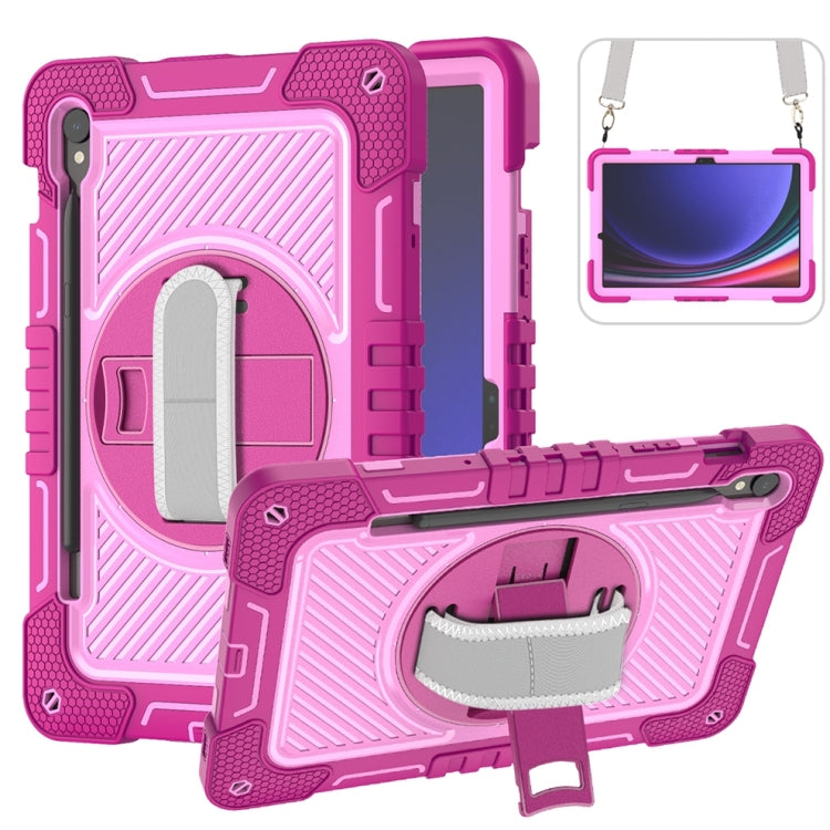 For Samsung Galaxy Tab S9 360 Degree Rotation PC Contrast Silicone Tablet Case