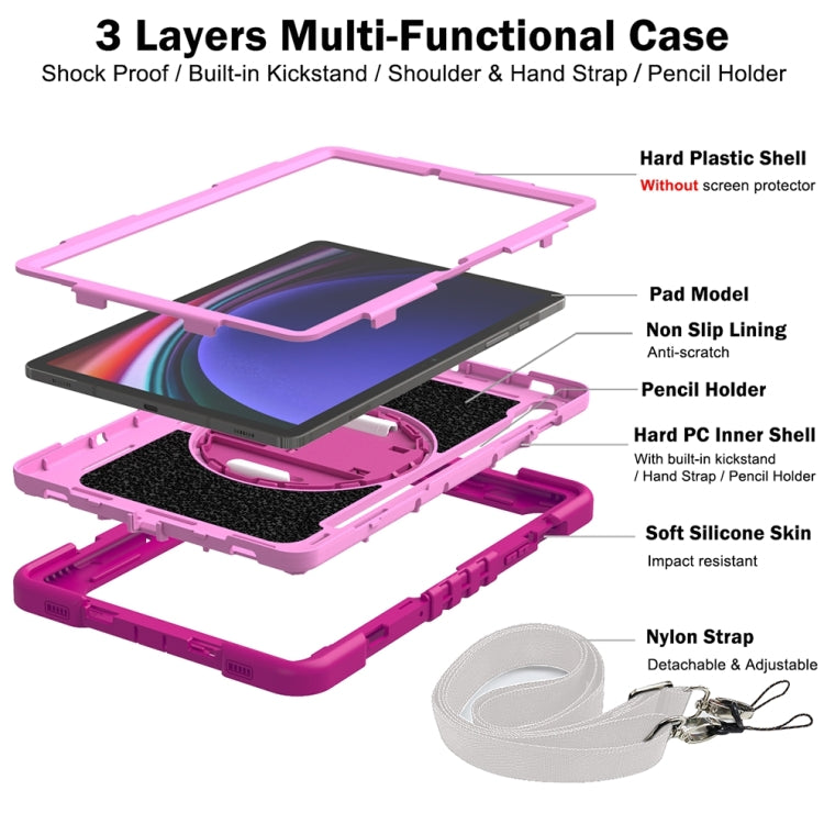 For Samsung Galaxy Tab S9 360 Degree Rotation PC Contrast Silicone Tablet Case