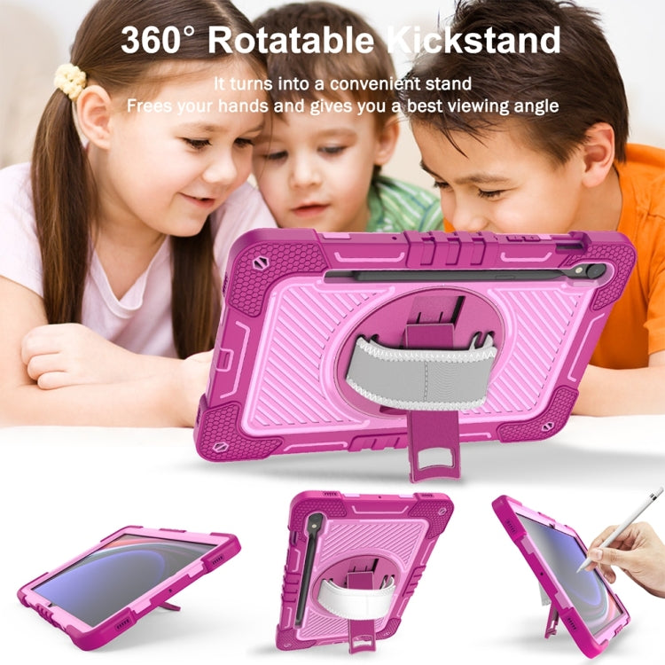 For Samsung Galaxy Tab S9 360 Degree Rotation PC Contrast Silicone Tablet Case