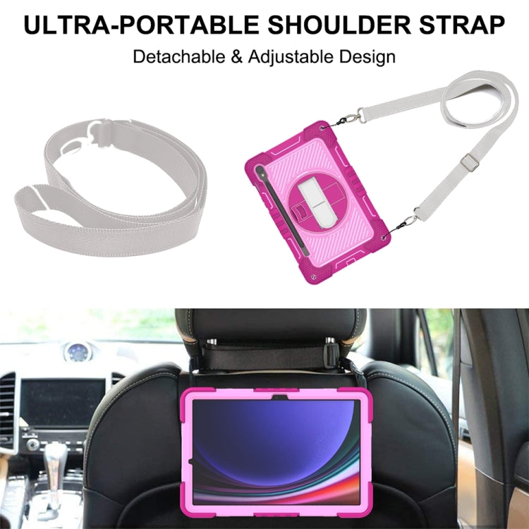 For Samsung Galaxy Tab S9 360 Degree Rotation PC Contrast Silicone Tablet Case