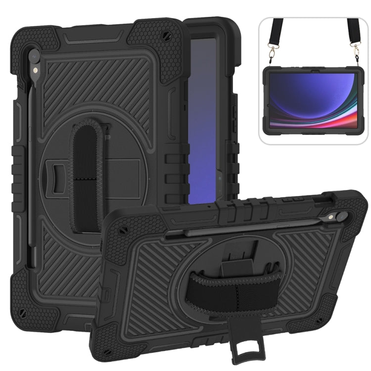 For Samsung Galaxy Tab S9 360 Degree Rotation PC Contrast Silicone Tablet Case
