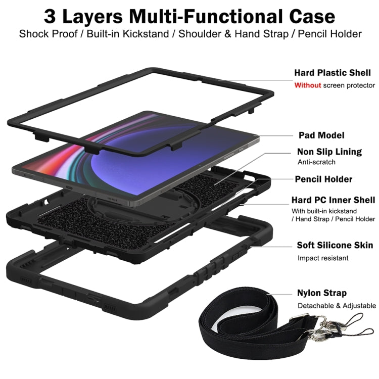 For Samsung Galaxy Tab S9 360 Degree Rotation PC Contrast Silicone Tablet Case