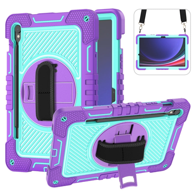 For Samsung Galaxy Tab S9 360 Degree Rotation PC Contrast Silicone Tablet Case