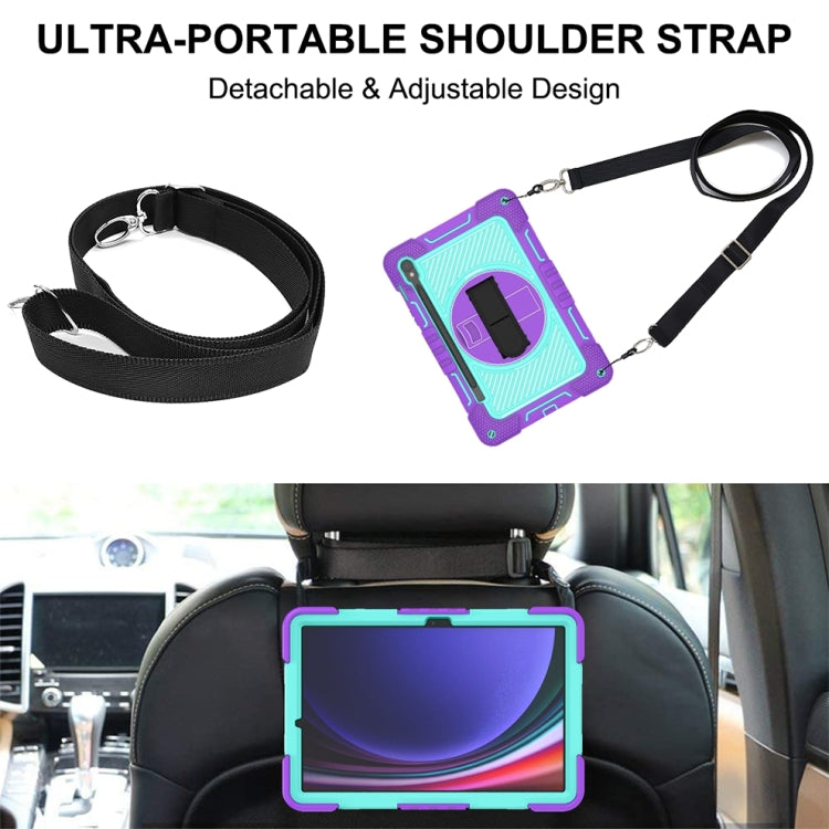 For Samsung Galaxy Tab S9 360 Degree Rotation PC Contrast Silicone Tablet Case