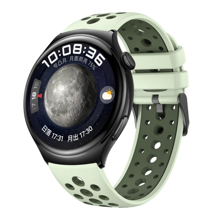 For Huawei Watch 4 Two Color Round Hole Silicone Watch Band