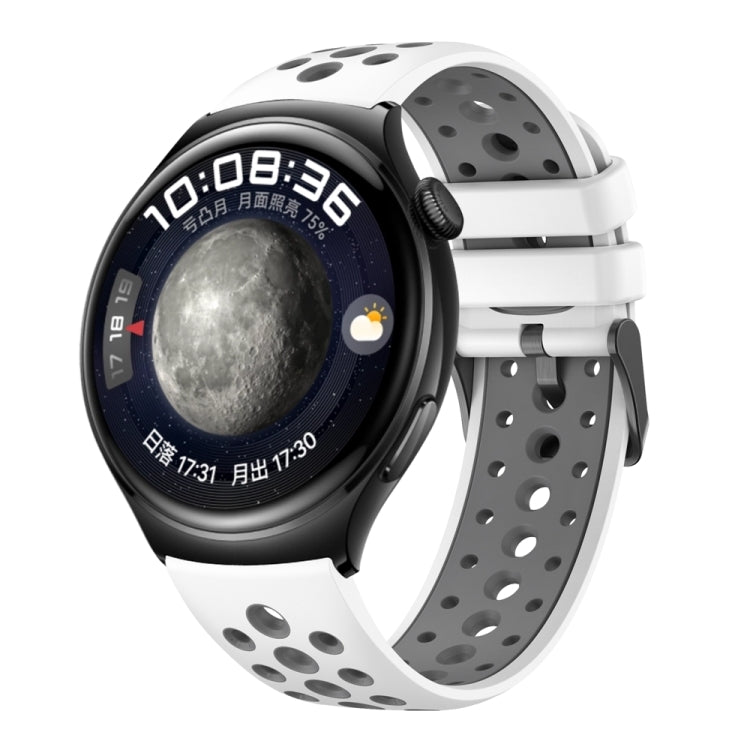 For Huawei Watch 4 Two Color Round Hole Silicone Watch Band