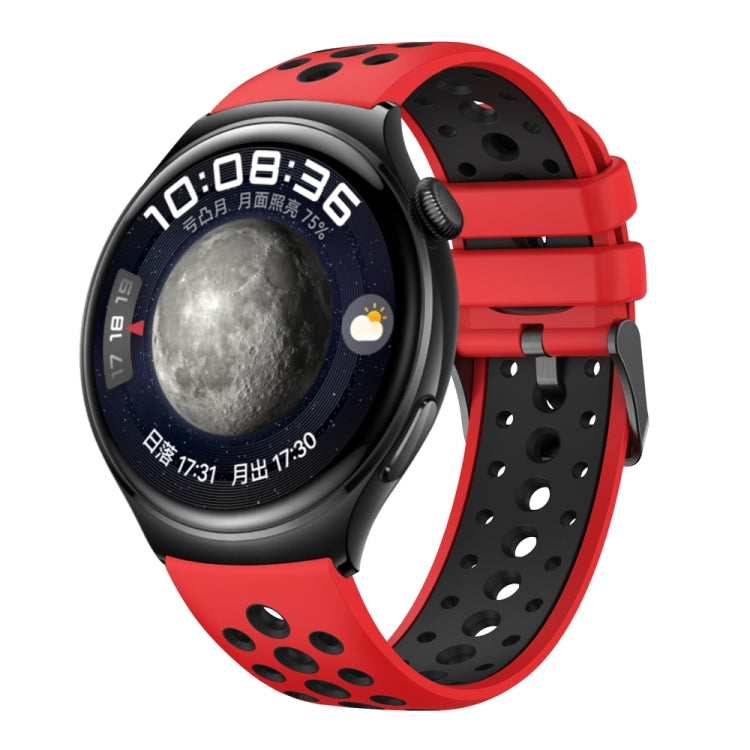 For Huawei Watch 4 Two Color Round Hole Silicone Watch Band