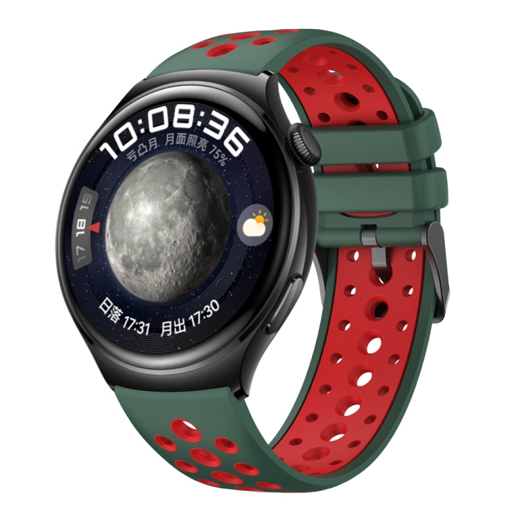 For Huawei Watch 4 Two Color Round Hole Silicone Watch Band