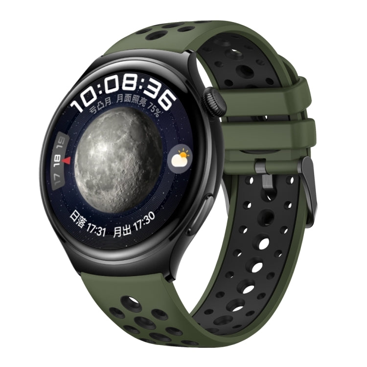 For Huawei Watch 4 Two Color Round Hole Silicone Watch Band