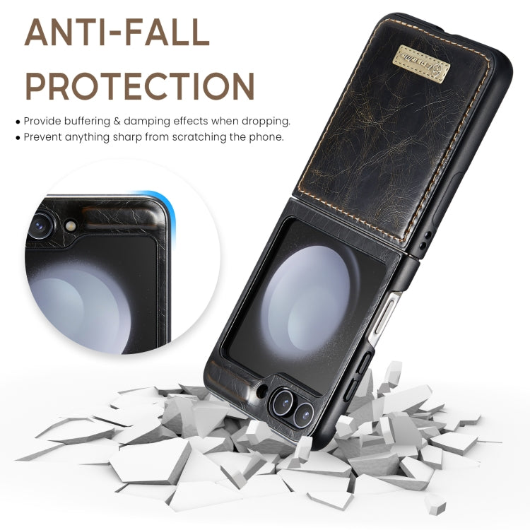 For Samsung Galaxy Z Flip5 CaseMe 003 PU + PC Business Style Crazy Horse Texture Leather Phone Case