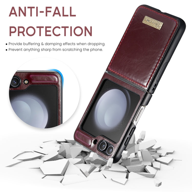 For Samsung Galaxy Z Flip5 CaseMe 003 PU + PC Business Style Crazy Horse Texture Leather Phone Case