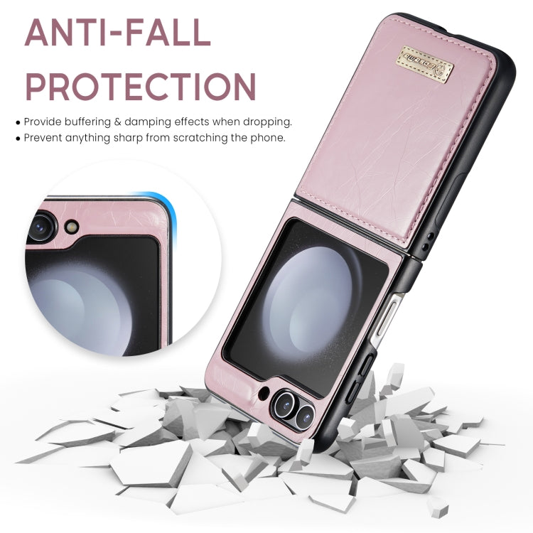 For Samsung Galaxy Z Flip5 CaseMe 003 PU + PC Business Style Crazy Horse Texture Leather Phone Case