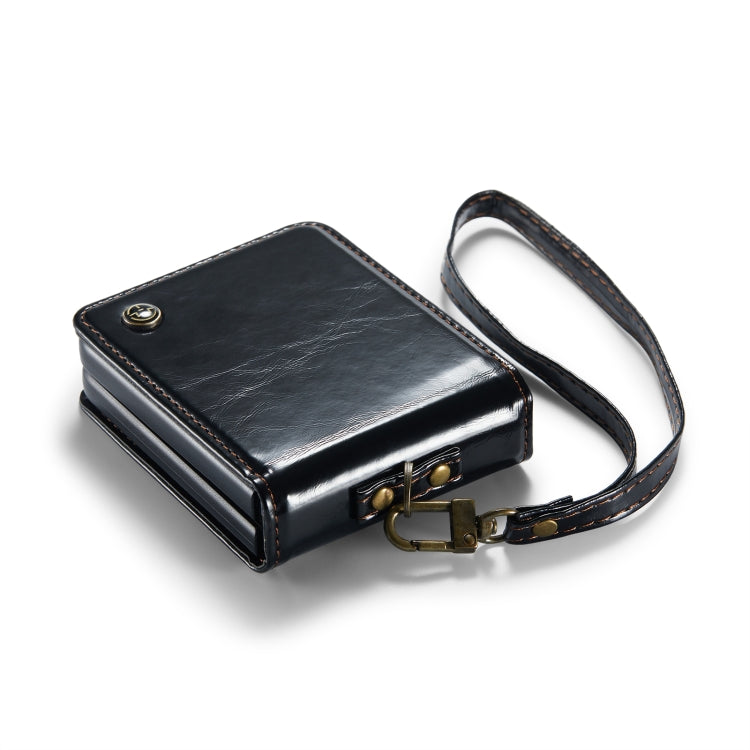 For Samsung Galaxy Z Flip5 CaseMe 003 PU + PC Business Style Crazy Horse Texture Ring Leather Phone Case with Lanyard
