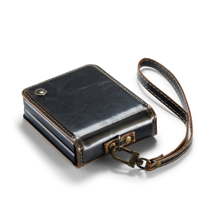 For Samsung Galaxy Z Flip5 CaseMe 003 PU + PC Business Style Crazy Horse Texture Ring Leather Phone Case with Lanyard