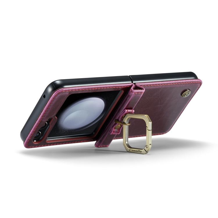 For Samsung Galaxy Z Flip5 CaseMe 003 PU + PC Business Style Crazy Horse Texture Ring Leather Phone Case with Lanyard