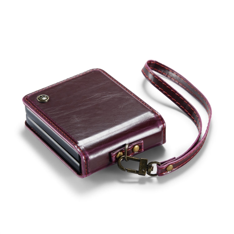 For Samsung Galaxy Z Flip5 CaseMe 003 PU + PC Business Style Crazy Horse Texture Ring Leather Phone Case with Lanyard