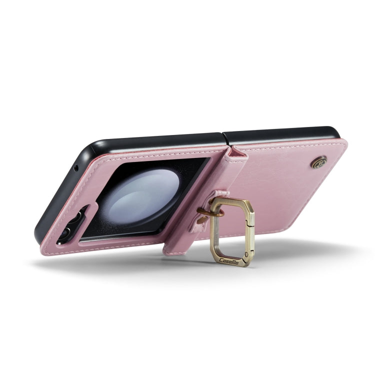 For Samsung Galaxy Z Flip5 CaseMe 003 PU + PC Business Style Crazy Horse Texture Ring Leather Phone Case with Lanyard