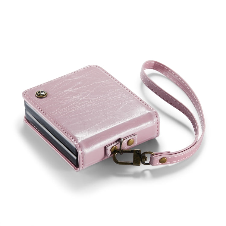 For Samsung Galaxy Z Flip5 CaseMe 003 PU + PC Business Style Crazy Horse Texture Ring Leather Phone Case with Lanyard