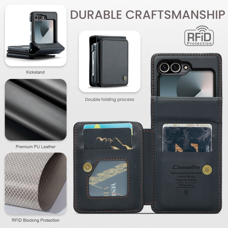 For Samsung Galaxy Z Flip6 / Flip7 FE CaseMe C22 PC+TPU Business Style RFID Anti-theft Leather Phone Case