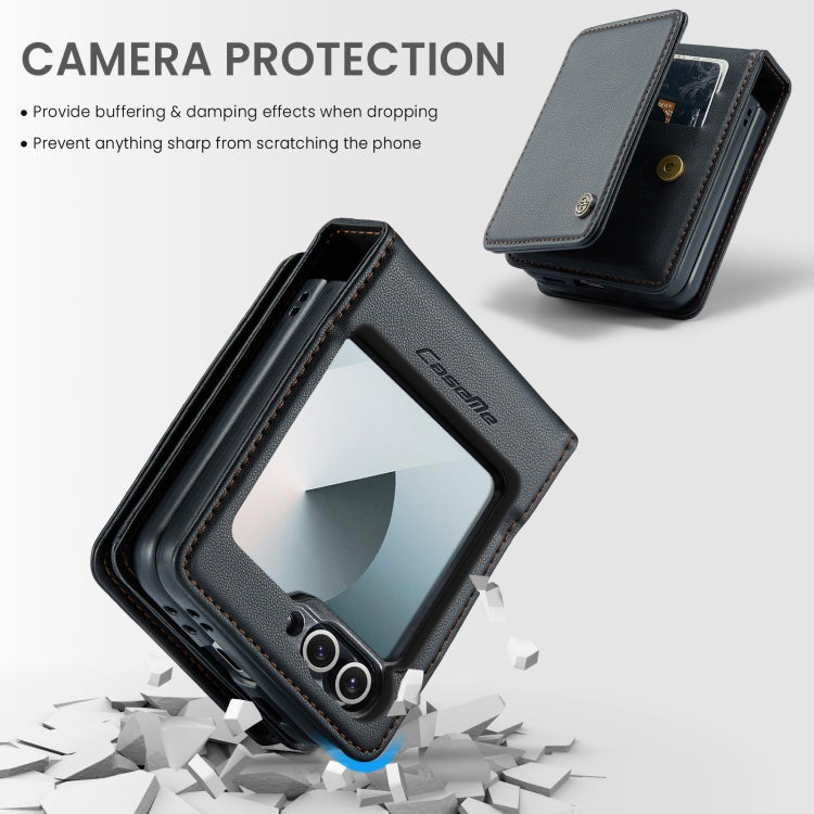For Samsung Galaxy Z Flip6 / Flip7 FE CaseMe C22 PC+TPU Business Style RFID Anti-theft Leather Phone Case