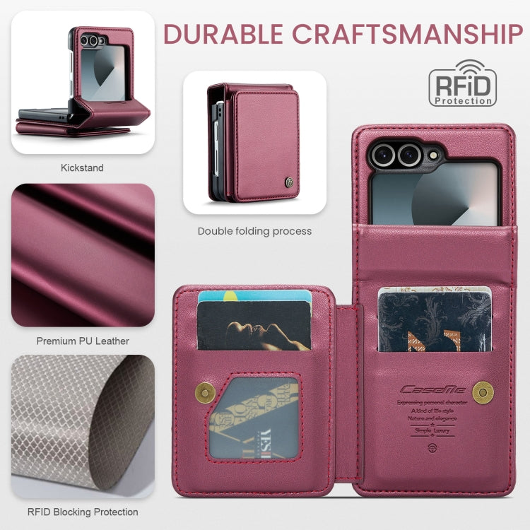 For Samsung Galaxy Z Flip6 / Flip7 FE CaseMe C22 PC+TPU Business Style RFID Anti-theft Leather Phone Case