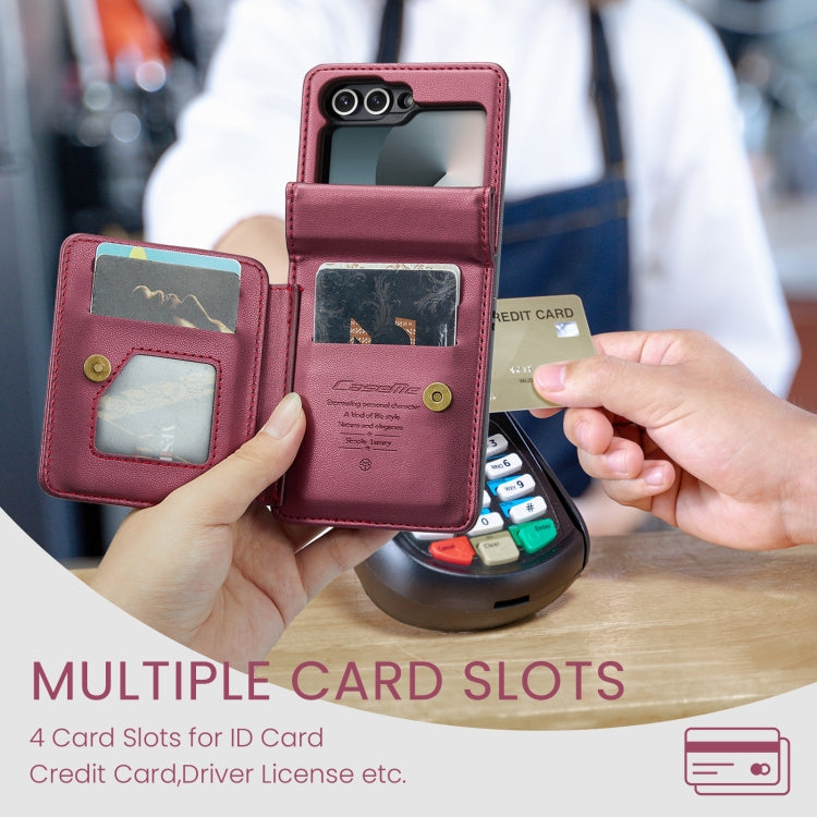 For Samsung Galaxy Z Flip6 / Flip7 FE CaseMe C22 PC+TPU Business Style RFID Anti-theft Leather Phone Case