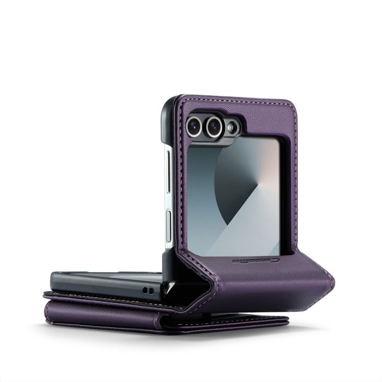 For Samsung Galaxy Z Flip6 / Flip7 FE CaseMe C22 PC+TPU Business Style RFID Anti-theft Leather Phone Case