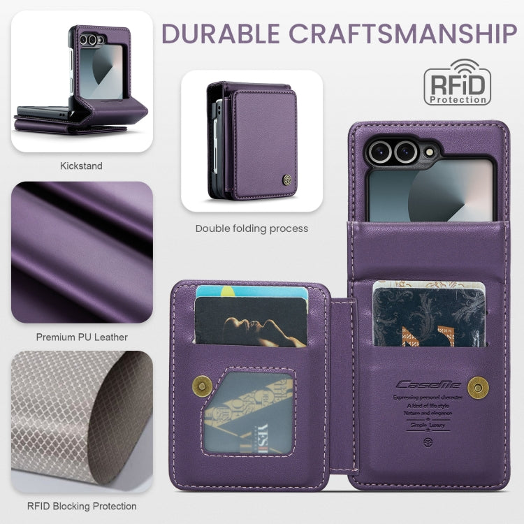 For Samsung Galaxy Z Flip6 / Flip7 FE CaseMe C22 PC+TPU Business Style RFID Anti-theft Leather Phone Case