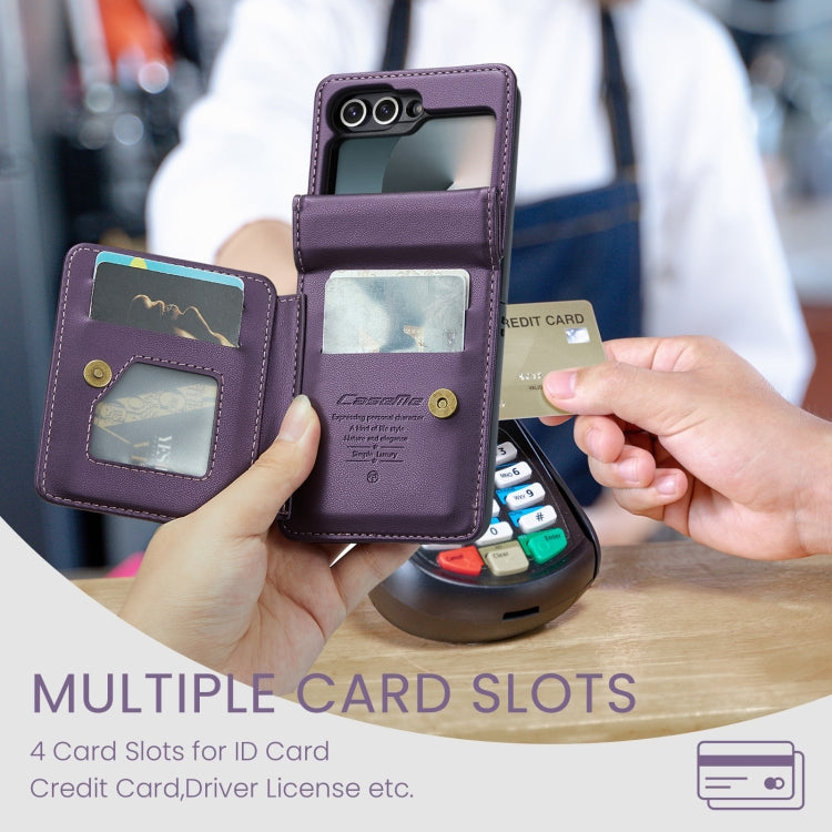 For Samsung Galaxy Z Flip6 / Flip7 FE CaseMe C22 PC+TPU Business Style RFID Anti-theft Leather Phone Case