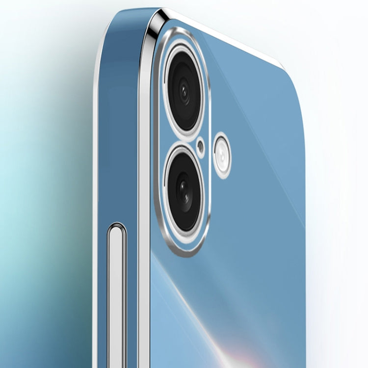 For iPhone 16 Plus XINLI Straight Edge 6D Electroplate TPU Phone Case with Ring Holder