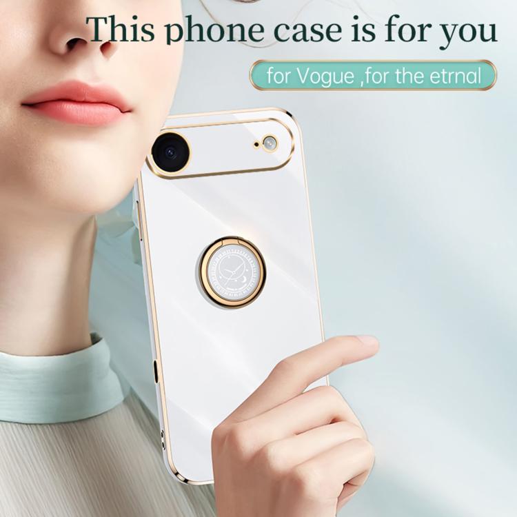 For iPhone Air XINLI Straight Edge 6D Electroplate TPU Phone Case with Ring Holder