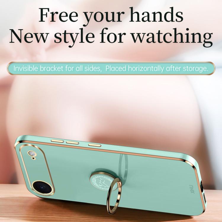 For iPhone Air XINLI Straight Edge 6D Electroplate TPU Phone Case with Ring Holder