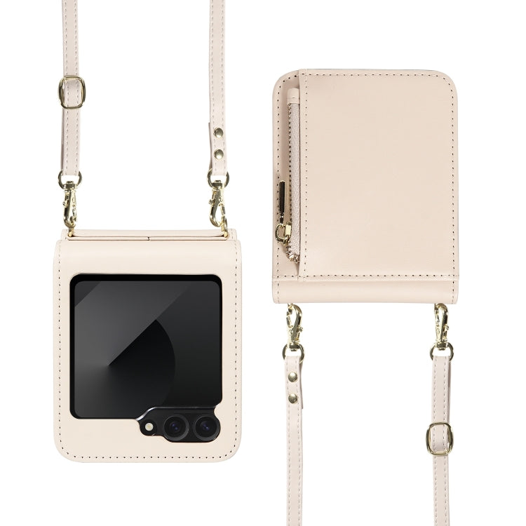 For Samsung Galaxy Z Flip6 / Flip7 FE Crossbody Lanyard Zipper Wallet Leather Phone Case