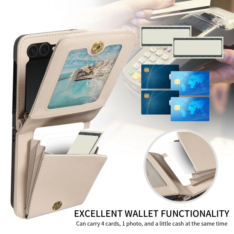 For Samsung Galaxy Z Flip6 / Flip7 FE Crossbody Lanyard Zipper Wallet Leather Phone Case