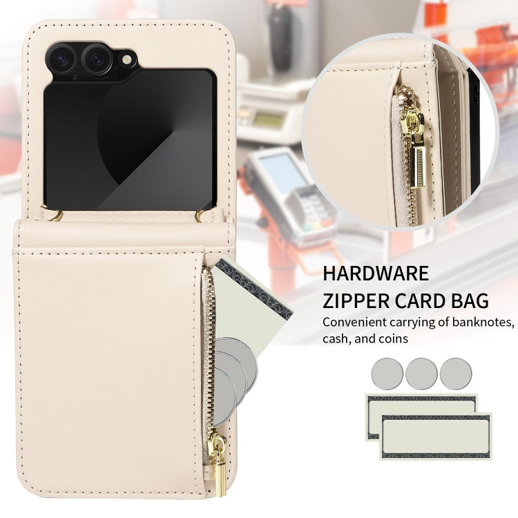 For Samsung Galaxy Z Flip6 / Flip7 FE Crossbody Lanyard Zipper Wallet Leather Phone Case