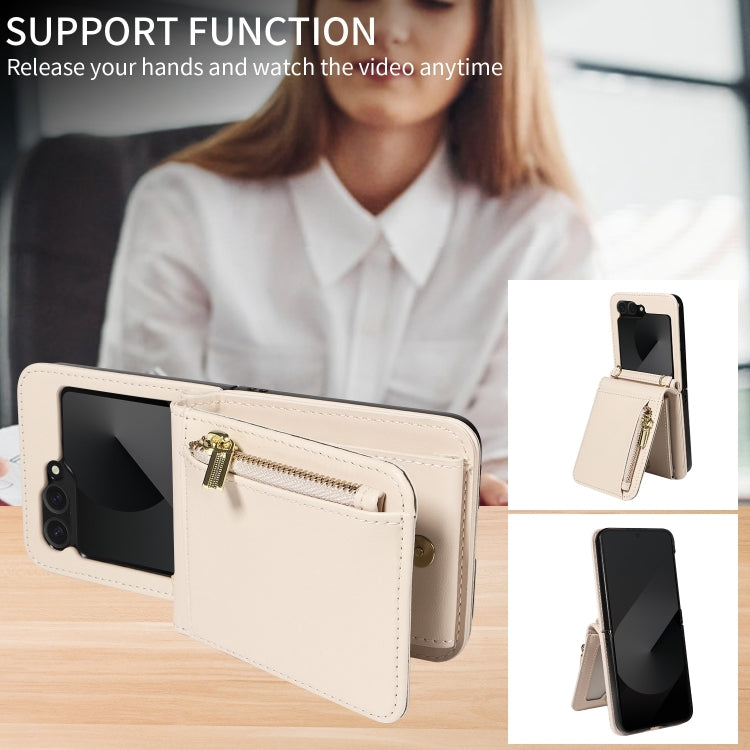 For Samsung Galaxy Z Flip6 / Flip7 FE Crossbody Lanyard Zipper Wallet Leather Phone Case