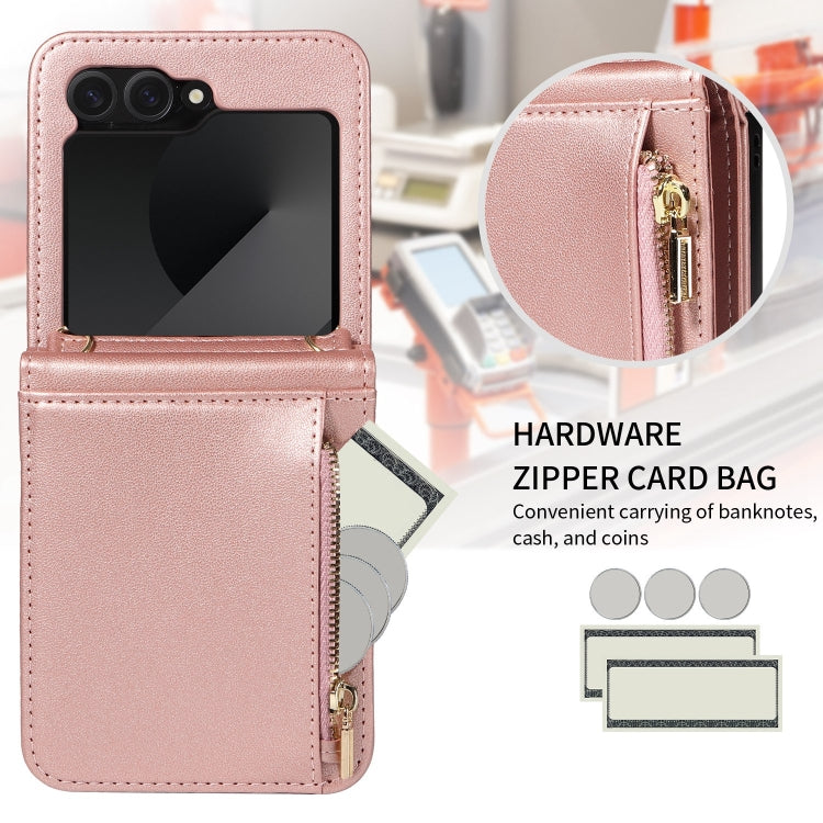 For Samsung Galaxy Z Flip6 / Flip7 FE Crossbody Lanyard Zipper Wallet Leather Phone Case