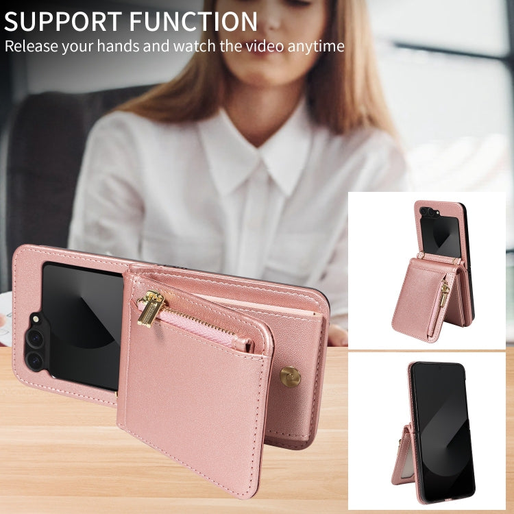 For Samsung Galaxy Z Flip6 / Flip7 FE Crossbody Lanyard Zipper Wallet Leather Phone Case