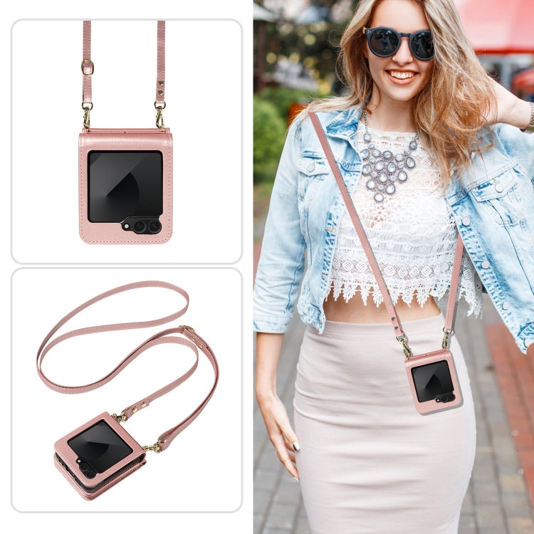 For Samsung Galaxy Z Flip6 / Flip7 FE Crossbody Lanyard Zipper Wallet Leather Phone Case