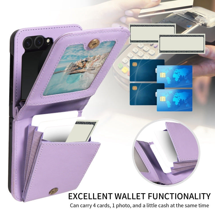 For Samsung Galaxy Z Flip6 / Flip7 FE Crossbody Lanyard Zipper Wallet Leather Phone Case