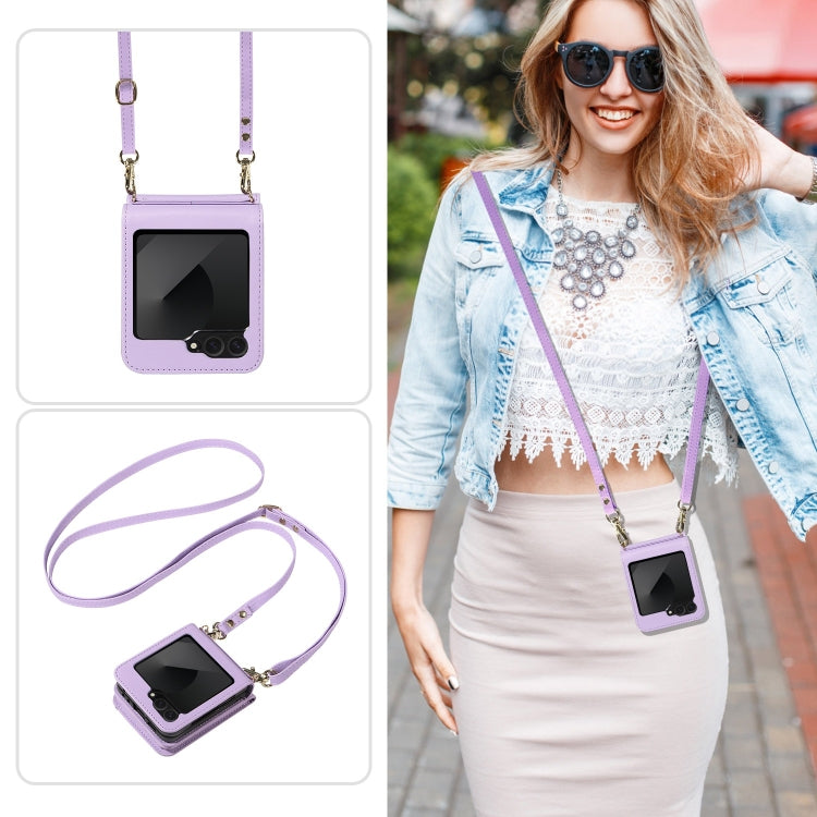 For Samsung Galaxy Z Flip6 / Flip7 FE Crossbody Lanyard Zipper Wallet Leather Phone Case