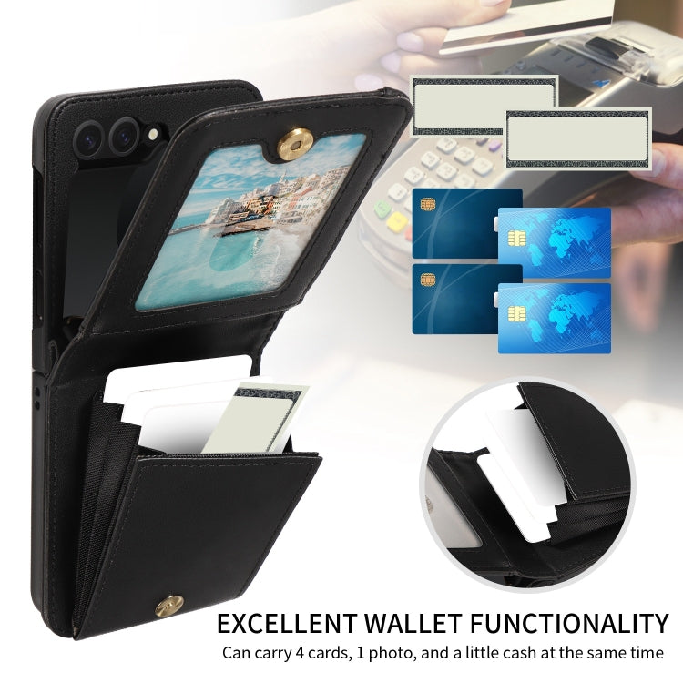 For Samsung Galaxy Z Flip6 / Flip7 FE Crossbody Lanyard Zipper Wallet Leather Phone Case