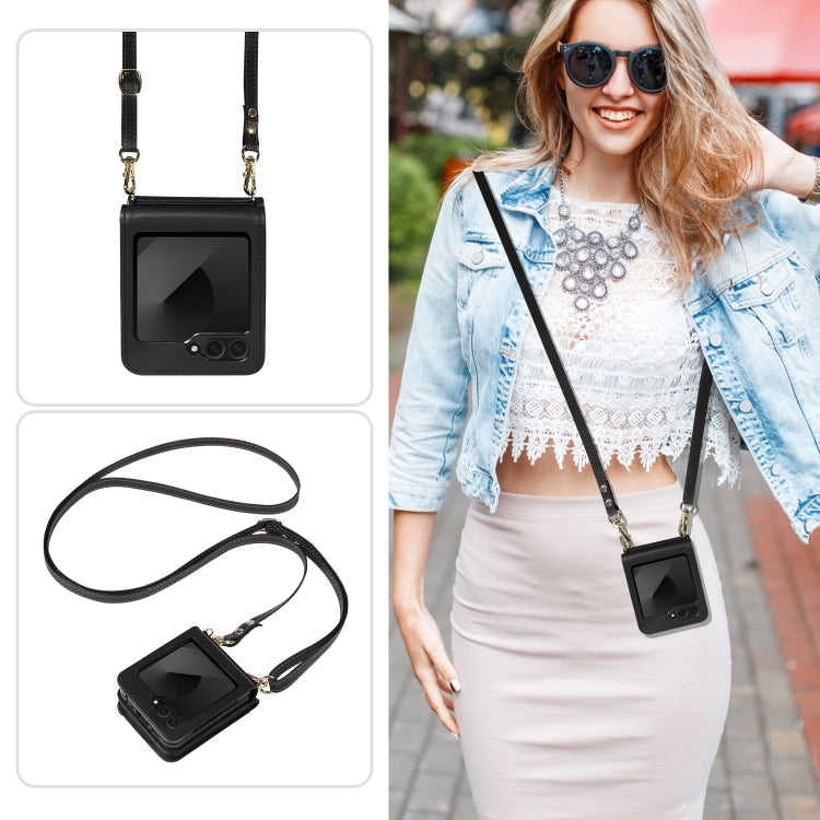 For Samsung Galaxy Z Flip6 / Flip7 FE Crossbody Lanyard Zipper Wallet Leather Phone Case